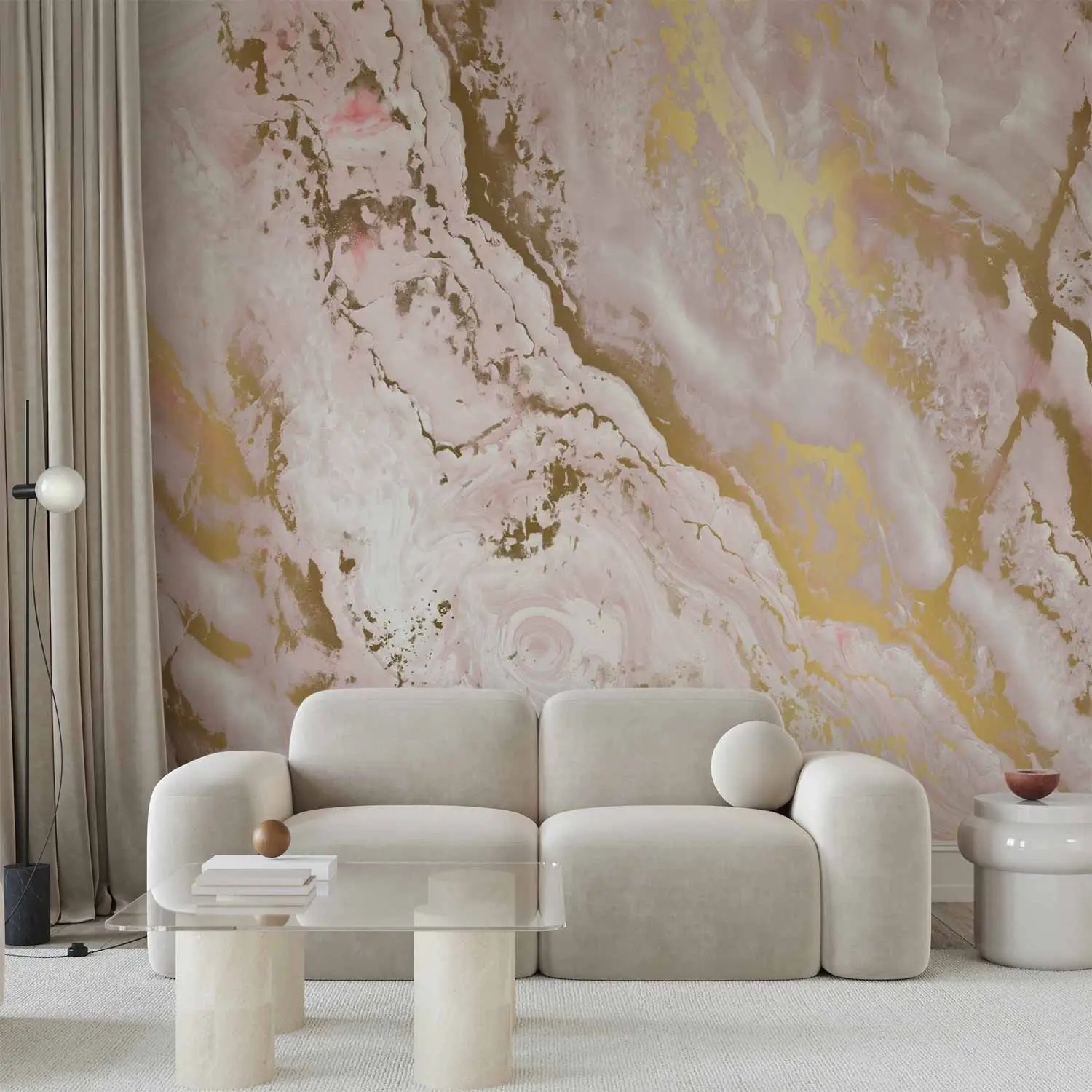 Elegant marble wallpaper installation